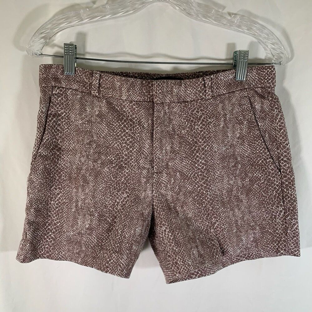 Banana Republic Shorts Women's 4 Brown Snake Skin Print Cotton Blend Pockets